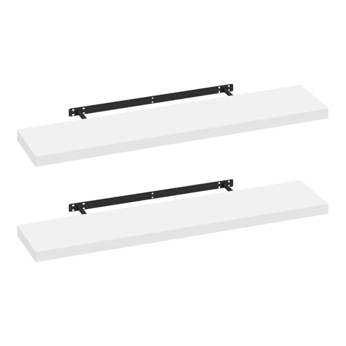 eSituro Wandregal, schwebendes weißes Regale für Wandmontage, 2er-Set Schweberegal Hängeregal Wandbrett im Wohnzimmer Schlafzimmer Küche Badezimmer, 100x3,8x22,9 cm eSituro Wandregal, schwebendes weißes Regale für Wandmontage, 2er-Set Schweberegal Hängeregal Wandbrett im Wohnzimmer Schlafzimmer Küche Badezimmer, 100x3,8x22,9 cm von eSituro