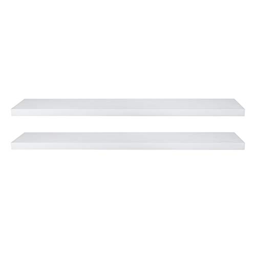 eSituro Wandregal, schwebendes weißes Regale für Wandmontage, 2er-Set Schweberegal Hängeregal Wandbrett im Wohnzimmer Schlafzimmer Küche Badezimmer, 110x3,8x22,9 cm von eSituro