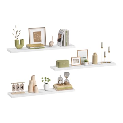 eSituro Wandregal, schwebendes weißes Regale für Wandmontage, 3er-Set Schweberegal Hängeregal Wandbrett im Wohnzimmer Schlafzimmer Küche Badezimmer, 100x3,8x22,9 cm eSituro Wandregal, schwebendes weißes Regale für Wandmontage, 3er-Set Schweberegal Hängeregal Wandbrett im Wohnzimmer Schlafzimmer Küche Badezimmer, 100x3,8x22,9 cm von eSituro