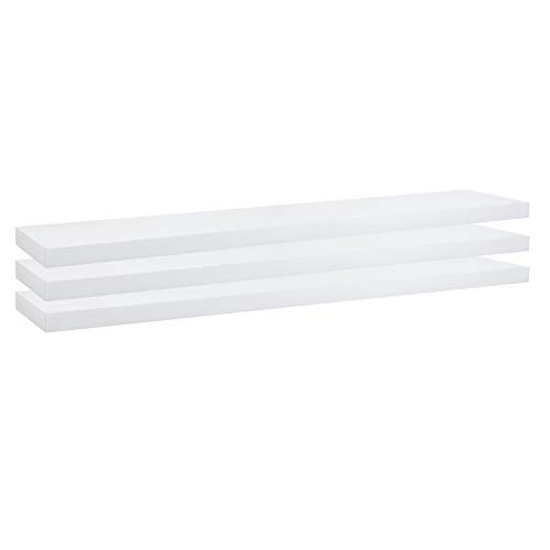 eSituro Wandregal, schwebendes weißes Regale für Wandmontage, 3er-Set Schweberegal Hängeregal Wandbrett im Wohnzimmer Schlafzimmer Küche Badezimmer, 110x3,8x22,9 cm von eSituro