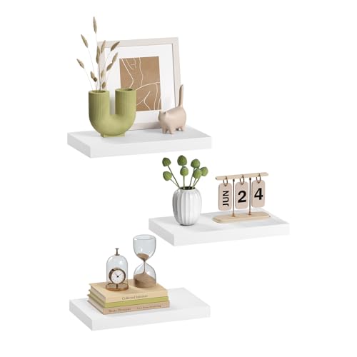 eSituro Wandregal, schwebendes weißes Regale für Wandmontage, 3er-Set Schweberegal Hängeregal Wandbrett im Wohnzimmer Schlafzimmer Küche Badezimmer, 40x3,8x22,9 cm eSituro Wandregal, schwebendes weißes Regale für Wandmontage, 3er-Set Schweberegal Hängeregal Wandbrett im Wohnzimmer Schlafzimmer Küche Badezimmer, 40x3,8x22,9 cm von eSituro