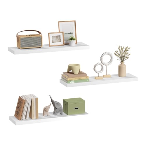eSituro Wandregal, schwebendes weißes Regale für Wandmontage, 3er-Set Schweberegal Hängeregal Wandbrett im Wohnzimmer Schlafzimmer Küche Badezimmer, 70x3,8x22,9 cm eSituro Wandregal, schwebendes weißes Regale für Wandmontage, 3er-Set Schweberegal Hängeregal Wandbrett im Wohnzimmer Schlafzimmer Küche Badezimmer, 70x3,8x22,9 cm von eSituro