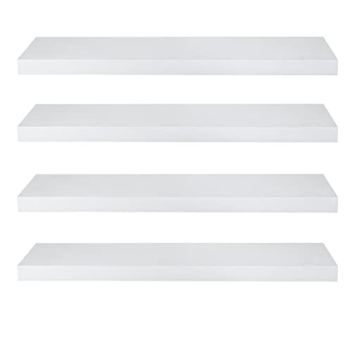 eSituro Wandregal, schwebendes weißes Regale für Wandmontage, 4er-Set Schweberegal Hängeregal Wandbrett im Wohnzimmer Schlafzimmer Küche Badezimmer, 60x3,8x22,9 cm von eSituro