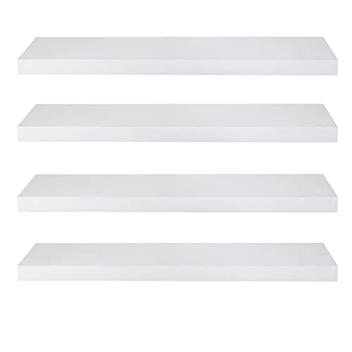 eSituro Wandregal, schwebendes weißes Regale für Wandmontage, 4er-Set Schweberegal Hängeregal Wandbrett im Wohnzimmer Schlafzimmer Küche Badezimmer, 60x3,8x22,9 cm eSituro Wandregal, schwebendes weißes Regale für Wandmontage, 4er-Set Schweberegal Hängeregal Wandbrett im Wohnzimmer Schlafzimmer Küche Badezimmer, 60x3,8x22,9 cm von eSituro