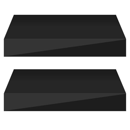eSituro Wandregal 2er Set, Regal Wand schwarz Hochglanz, Hängeregal, Schweberegal, Regalbrett Bücherregal zum Aufhängen, Wandboard für Wohnzimmer Küche Arbeitszimmer Badezimmer, 30x22.9x3.8 cm von eSituro