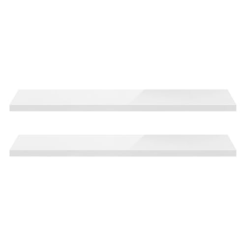 eSituro Wandregal 2er Set, Regal Wand weiß Hochglanz, Hängeregal, Schweberegal, Regalbrett Bücherregal zum Aufhängen, Wandboard für Wohnzimmer Küche Arbeitszimmer Badezimmer, 120x22.9x3.8CM von eSituro