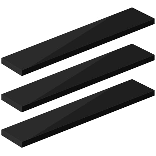eSituro Wandregal 3er Set, Regal Wand schwarz Hochglanz, Hängeregal, Schweberegal, Regalbrett Bücherregal zum Aufhängen, Wandboard für Wohnzimmer Küche Arbeitszimmer Badezimmer, 110x22.9x3.8 cm eSituro Wandregal 3er Set, Regal Wand schwarz Hochglanz, Hängeregal, Schweberegal, Regalbrett Bücherregal zum Aufhängen, Wandboard für Wohnzimmer Küche Arbeitszimmer Badezimmer, 110x22.9x3.8 cm von eSituro
