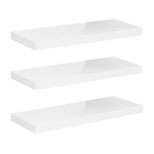 eSituro Wandregal 3er Set, Regal Wand weiß Hochglanz, Hängeregal, Schweberegal, Regalbrett Bücherregal zum Aufhängen, Wandboard für Wohnzimmer Küche Arbeitszimmer Badezimmer, 80x22.9x3.8 cm eSituro Wandregal 3er Set, Regal Wand weiß Hochglanz, Hängeregal, Schweberegal, Regalbrett Bücherregal zum Aufhängen, Wandboard für Wohnzimmer Küche Arbeitszimmer Badezimmer, 80x22.9x3.8 cm von eSituro