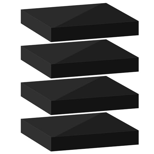 eSituro Wandregal 4er Set, Regal Wand schwarz Hochglanz, Hängeregal, Schweberegal, Regalbrett Bücherregal zum Aufhängen, Wandboard für Wohnzimmer Küche Arbeitszimmer Badezimmer, 25x22.9x3.8 cm, eSituro Wandregal 4er Set, Regal Wand schwarz Hochglanz, Hängeregal, Schweberegal, Regalbrett Bücherregal zum Aufhängen, Wandboard für Wohnzimmer Küche Arbeitszimmer Badezimmer, 25x22.9x3.8 cm, von eSituro