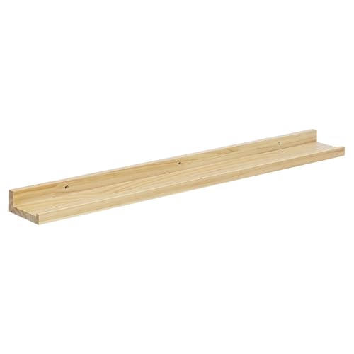 eSituro Wandregal Holz, Hängeregal Schweberegal Bilderleiste, Wanddeko für Wohnzimmer Schlafzimmer Küche Badezimmer, 10 kg Belastbarkeit, natürliche Holzfarbe, B80xH4xT10 cm, SWS0378 von eSituro