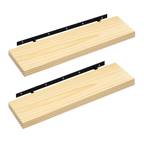 eSituro 2er Set Wandregal Regal Wand, Hängeregal, Schweberegal Massive Holz, Regalbrett 70x19x3,5 cm, für Küche Wohnzimmer Schlafzimmer, Wandboard mit unsichtbarer Halterung, Holzoptik von eSituro