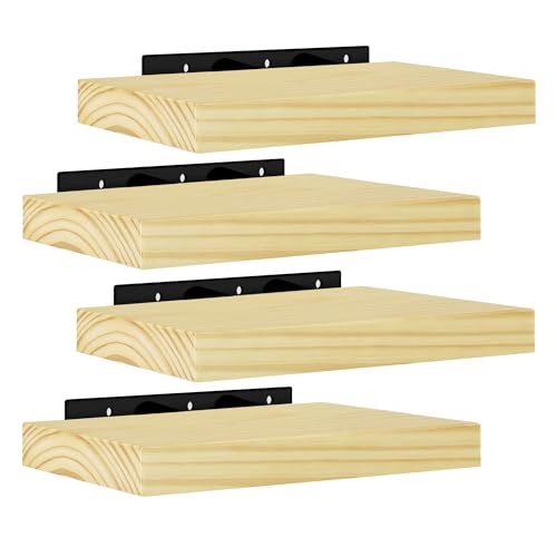 eSituro 4er Set Wandregale Regal Wand, Hängeregal, Schweberegal Massive Holz, Regalbrett 30x19x3,5 cm, für Küche Wohnzimmer Schlafzimmer, freischwebende Wandboard Büroregal, Holzoptik von eSituro