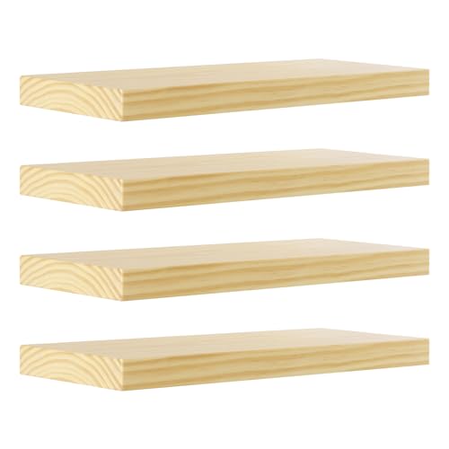 eSituro 4er Set Wandregale Regal Wand, Hängeregal, Schweberegal Massive Holz, Regalbrett 50x19x3,5 cm, für Küche Wohnzimmer Schlafzimmer, freischwebende Wandboard Büroregal, Holzoptik von eSituro