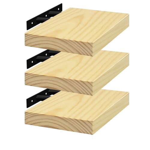 eSituro Wandregal Holz Regal für Wand Hängeregal 3 Stück Schweberegal für Bücher Bilder Deko Regalbrett 30x19x3,5 cm für Küche Wohnzimmer Schlafzimmer, Wandboard mit unsichtbarer Halterung, Holzoptik von eSituro