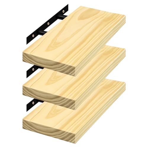 eSituro Wandregal Holz, Regal für Wand, Hängeregal 3 Stück, Schweberegal Deko Regalbrett 40x19x3,5 cm, für Küche Wohnzimmer Schlafzimmer, Wandboard mit unsichtbarer Halterung, Holzoptik eSituro Wandregal Holz, Regal für Wand, Hängeregal 3 Stück, Schweberegal Deko Regalbrett 40x19x3,5 cm, für Küche Wohnzimmer Schlafzimmer, Wandboard mit unsichtbarer Halterung, Holzoptik von eSituro