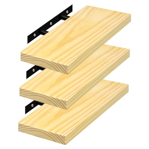 eSituro Wandregal Holz, Regal für Wand, Hängeregal 3 Stück, Schweberegal Deko Regalbrett 50x19x3,5 cm, für Küche Wohnzimmer Schlafzimmer, Wandboard mit unsichtbarer Halterung, Holzoptik eSituro Wandregal Holz, Regal für Wand, Hängeregal 3 Stück, Schweberegal Deko Regalbrett 50x19x3,5 cm, für Küche Wohnzimmer Schlafzimmer, Wandboard mit unsichtbarer Halterung, Holzoptik von eSituro