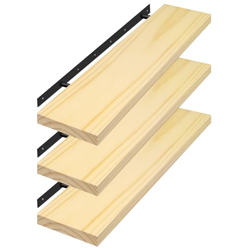 eSituro Wandregal Holz, Regal für Wand, Hängeregal 3 Stück, Schweberegal Deko, Regalbrett 80x19x3,5 cm für Küche Wohnzimmer Schlafzimmer, Wandboard mit unsichtbarer Halterung, Holzoptik eSituro Wandregal Holz, Regal für Wand, Hängeregal 3 Stück, Schweberegal Deko, Regalbrett 80x19x3,5 cm für Küche Wohnzimmer Schlafzimmer, Wandboard mit unsichtbarer Halterung, Holzoptik von eSituro