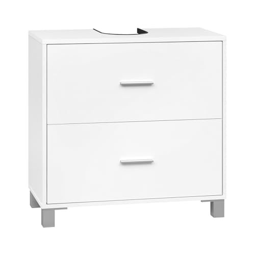 eSituro Waschbeckenunterschrank weiß, Badezimmerschrank mit 2 Schubladen, Badezimmer Unterschrank Waschbecken, Waschtischunterschrank freistehend, Badunterschrank, 60x60x30 cm von eSituro