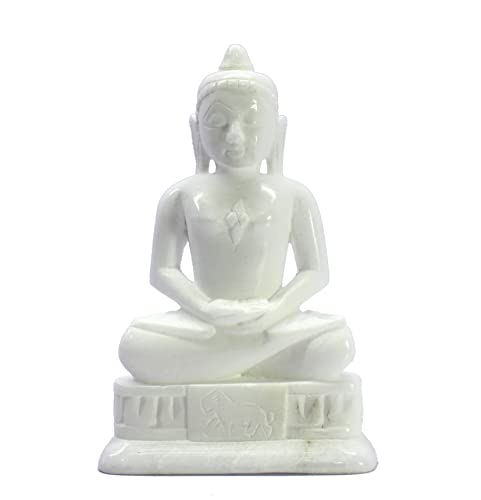 ESPLANADE Mahaveer Jain Mahavir Swami Murti Statue Idol Skulptur – Marmorstein – 16,5 cm – Weiß von eSplanade
