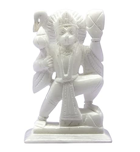 ESPLANADE Marmor Hanuman Anjaneya Pavan Putra Idol Murti Moorti Statue – Weiß – 16 cm von eSplanade
