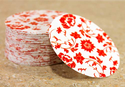 Esplanade Einweg-Untersetzer mit Aufdruck - Hergestellt aus dickem Papier (100er-Set) - Wende-Untersetzer - Rote runde Untersetzer von eSplanade