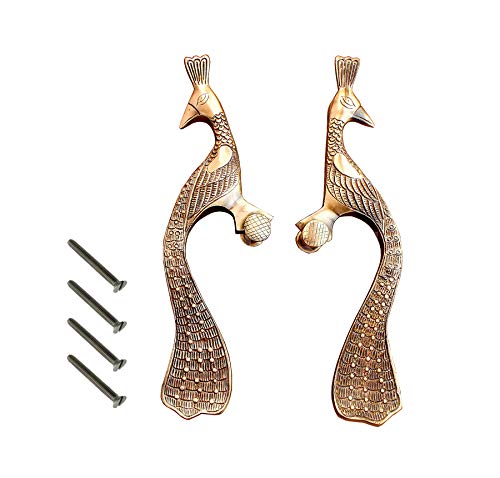 eSplanade - 33 cm Pfau Türgriff - 2er Set | Wohnkultur | Messing Türgriffe - Brass Door Handle von eSplanade