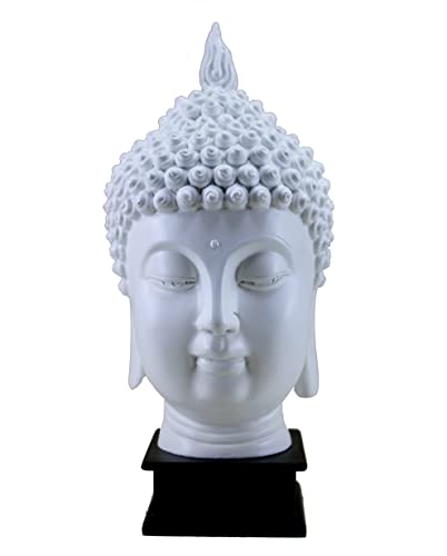 eSplanade-Buddha-Kopf-Statue für Heimdekoration | Prunkstück mit Buddha, Meditation, Bürotisch, Schreibtisch, Regal | Zen- oder Yoga-Figurengeschenke | (Weiß) von eSplanade