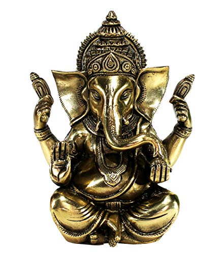 eSplanade Ganesha aus Messing, Antik-Finish, 20,3 cm, Pooja Puja Ganesha Ganesha Ganapati Murti Idol 8" Ganesh Big goldfarben von eSplanade
