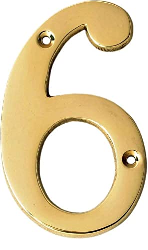 eSplanade Haus-/Hotel-Türnummernschild aus Messing, 10,2 cm, klebrig, numerische Ziffern 0–9 (6 (Six)) von eSplanade