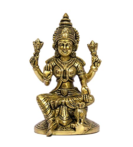 eSplanade Brass Laxmi Lakshmi Göttin Murti Idol Statue Figur Skulptur | Pooja Idols – Heimdekoration | goldfarben – 17,1 cm von eSplanade