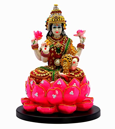 eSplanade Lakshmi auf Lotus Statue, Laxmi Göttin Murti Idol, Kunstharz, 28 cm, mehrfarbig von eSplanade