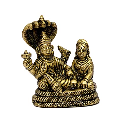 eSplanade Lord Vishnu Laxmi in Ksheer Sagar – Lakshmi Narayan – Murti Idol Statue Skulptur – goldfarben – 7,9 cm von eSplanade