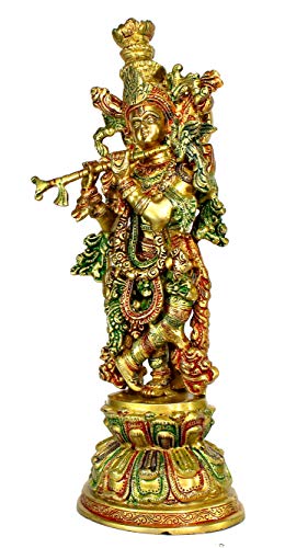 eSplanade - Messing Krishna - mittlere Größe - Messing Kishan Krishna Murti Idol Statue Skulptur (15" Multi-Coloured Krishna) von eSplanade