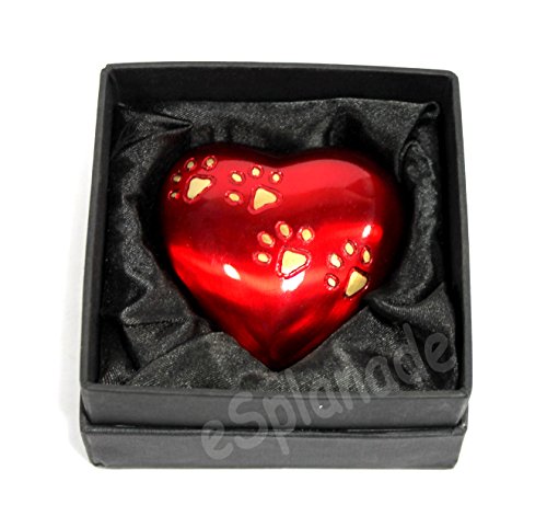 eSplanade Pet Urne Memorial Container Jar Pot | Messingurne | Urne aus Metall | Bestattungsurne | Denkmäler Andenken | Haustier Hund Katze Urne (Rot in Box)… von eSplanade