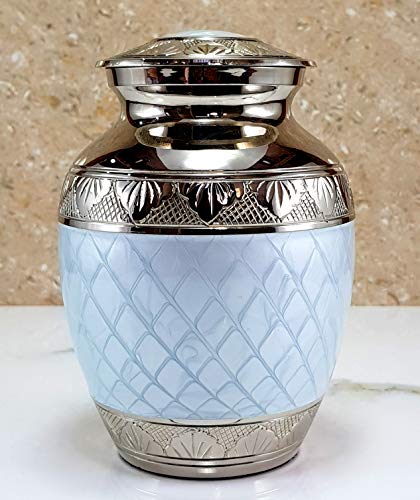 eSplanade Urnen-Gedenkbehälter, Einmachglas | Metallurnen als Andenken für die Asche | Messing – Weiß – 6 Zoll (Blau) von eSplanade