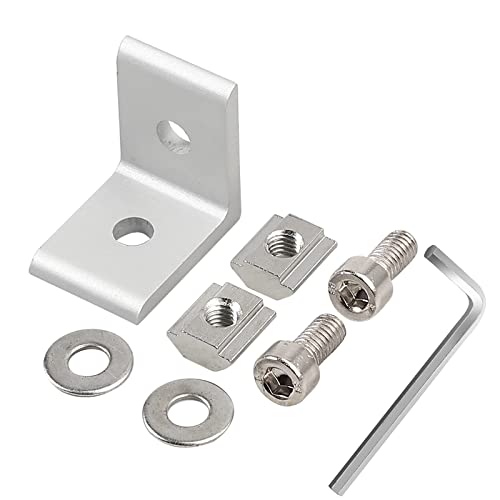 10 X Eckwinkel Winkel Befestigung Befestigungsmaterial für 2020 Nut 6 Raster Streben Aluprofil L-Form Europäische Standard Aluprofil Zubehör in Silber Mit 4mm Inbusschlüssel von eSynic