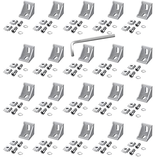 eSynic 20× Befestigungsmaterial Winkel Befestigung Eckwinkel 4040 4080 Nut 8 39x39x35mm Eckverbinder Systemprofile Europäische Standard Aluprofil Zubehör Mit M6 Inbusschlüssel von eSynic