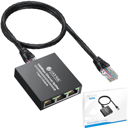 Hochgeschwindigkeits-1-zu-3-Gigabit-Ethernet-Splitter mit USB-Stromkabel - Gleichzeitig 3 Geräte für effizientes Networking über Cat5/5e/6/7/8-Kabel verbinden. von eSynic