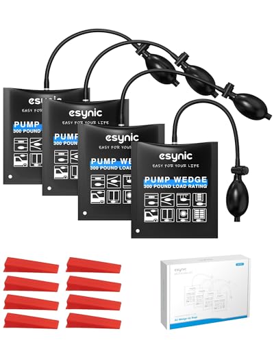 eSynic 4er Set Air Wedge Aufblasbare Keile – Tür- und Fensterinstallationshilfe, 8 Kunststoffkeile, bis zu 136 kg Tragkraft, für Auto und Heimwerkerbedarf eSynic 4er Set Air Wedge Aufblasbare Keile – Tür- und Fensterinstallationshilfe, 8 Kunststoffkeile, bis zu 136 kg Tragkraft, für Auto und Heimwerkerbedarf von eSynic