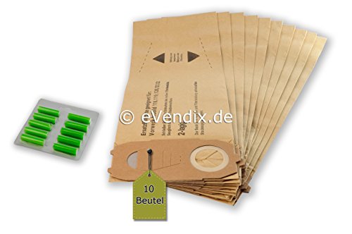 eVendix Filterset kompatibel mit Vorwerk Kobold VK 118, 119, 120, 121, 122: 10 Staubsaugerbeutel ähnlich FP118-122 + 10 Duftstäbchen von eVendix