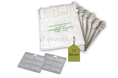 eVendix Filterset kompatibel mit Vorwerk Kobold VK 135, 136: 12 Staubsaugerbeutel ähnlich FP 135, FP 136 + 12 Duftsticks eVendix Filterset kompatibel mit Vorwerk Kobold VK 135, 136: 12 Staubsaugerbeutel ähnlich FP 135, FP 136 + 12 Duftsticks von eVendix