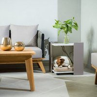 Holz-Hundehütte Corfu - Weiß, Grau | Modernes Indoor-Hundehaus, Hundehütte, Haustierhaus, Hundebox Für Kleine Und Mittelgroße Rassen von eWOODCollection