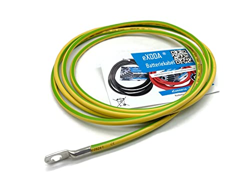 eXODA Erdungskabel 3 m Erdungsleitung 16 mm² grün/gelb Erdungsleiter Kabelschuhe M8 + M10 von eXODA