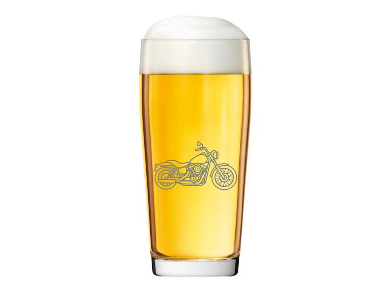 eXODA Bierglas Gravur Motorrad für Biker - 500ml spülmaschinenfest, Glas, Atemberaubende Darstellung von eXODA