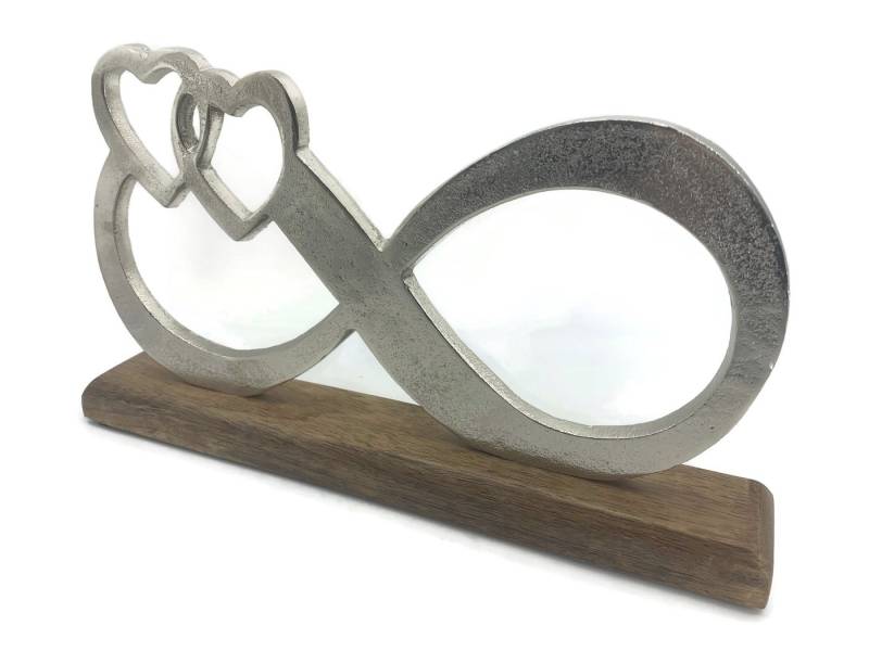 eXODA Deko-Schriftzug Unendlichkeit aus Aluminium auf Mangoholz Sockel Deko Design von eXODA
