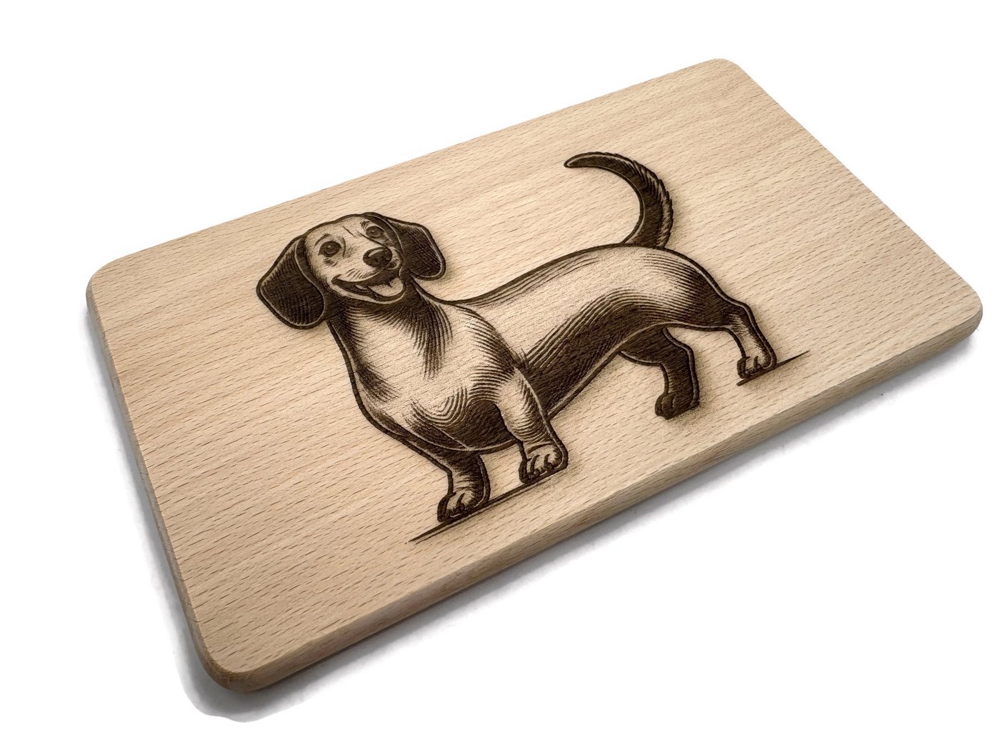 eXODA Frühstücksbrett Frühstücksbrettchen Dackel Motiv aus echtem Buchenholz 22 x 12 x 1 cm, Holz, (1-St) von eXODA