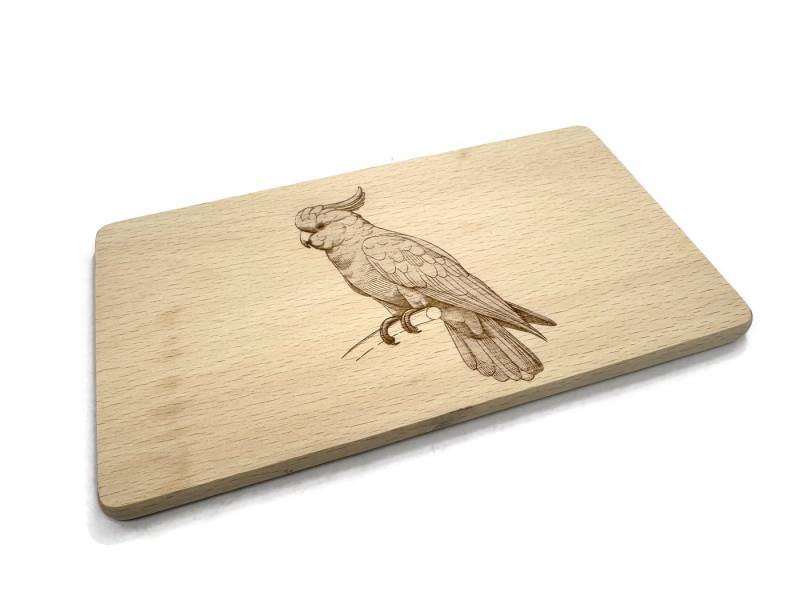 eXODA Frühstücksbrett Frühstücksbrettchen Kakadu Motiv aus Buchenholz 22 x 12 cm hellbraun, Holz, (1-St) von eXODA