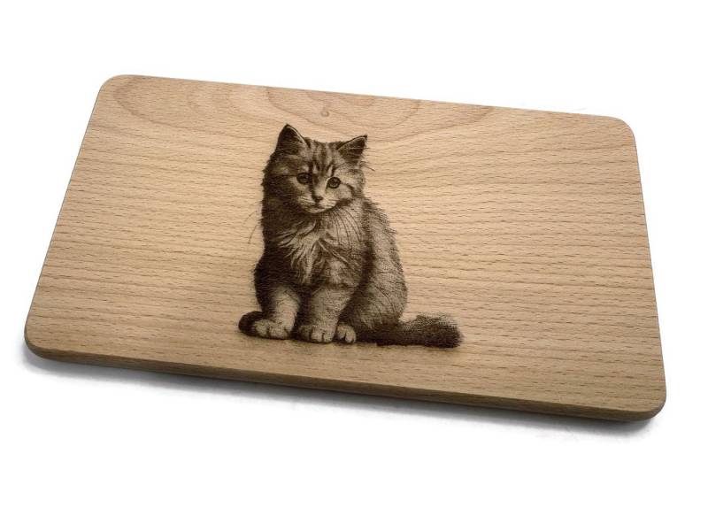 eXODA Frühstücksbrett Frühstücksbrettchen Katze Motiv aus Buchenholz 22 x 12 x 1 cm, Holz, (1-St) von eXODA