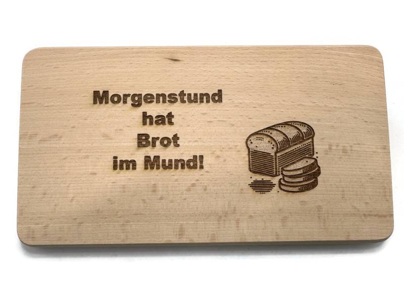 eXODA Frühstücksbrett Frühstücksbrettchen Morgenstund hat Brot im Mund aus Buchenholz massiv, Holz, (Holzbrett mit Gravur, 1-St) von eXODA