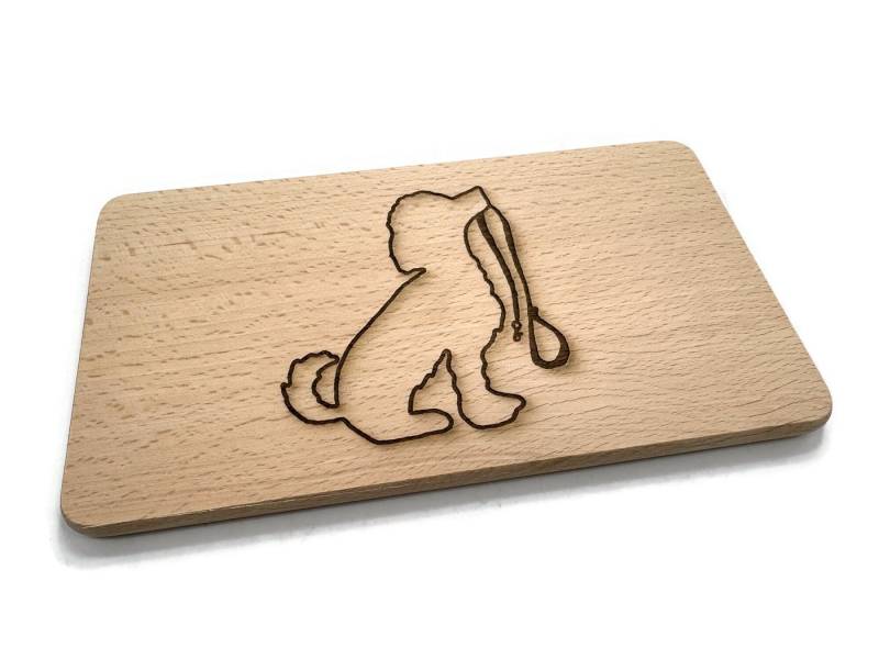 eXODA Frühstücksbrett Frühstücksbrettchen Pudel Motiv aus echtem Buchenholz 22 x 12 x 1 cm, Holz, (1-St) von eXODA